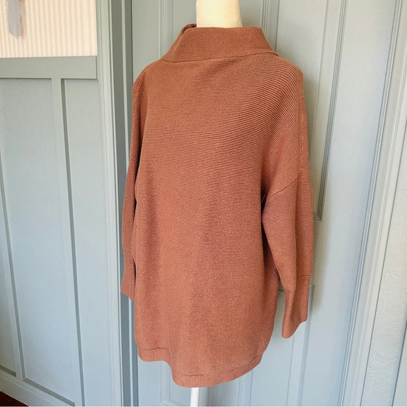 Anrabess Women's Casual Turtleneck Long Sleeve Loose Oversized Sweater Brown L - Picture 4 of 11